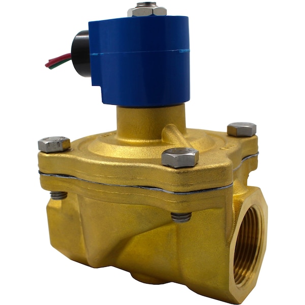Solenoid Valve, 2-Way, 1-1/4 in Pipe Size, 24V/50V to 60V, Zero Differential, Diaphragm, Brass, NBR